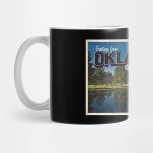 Greetings from Oklahoma - Vintage Travel Postcard Design Mug